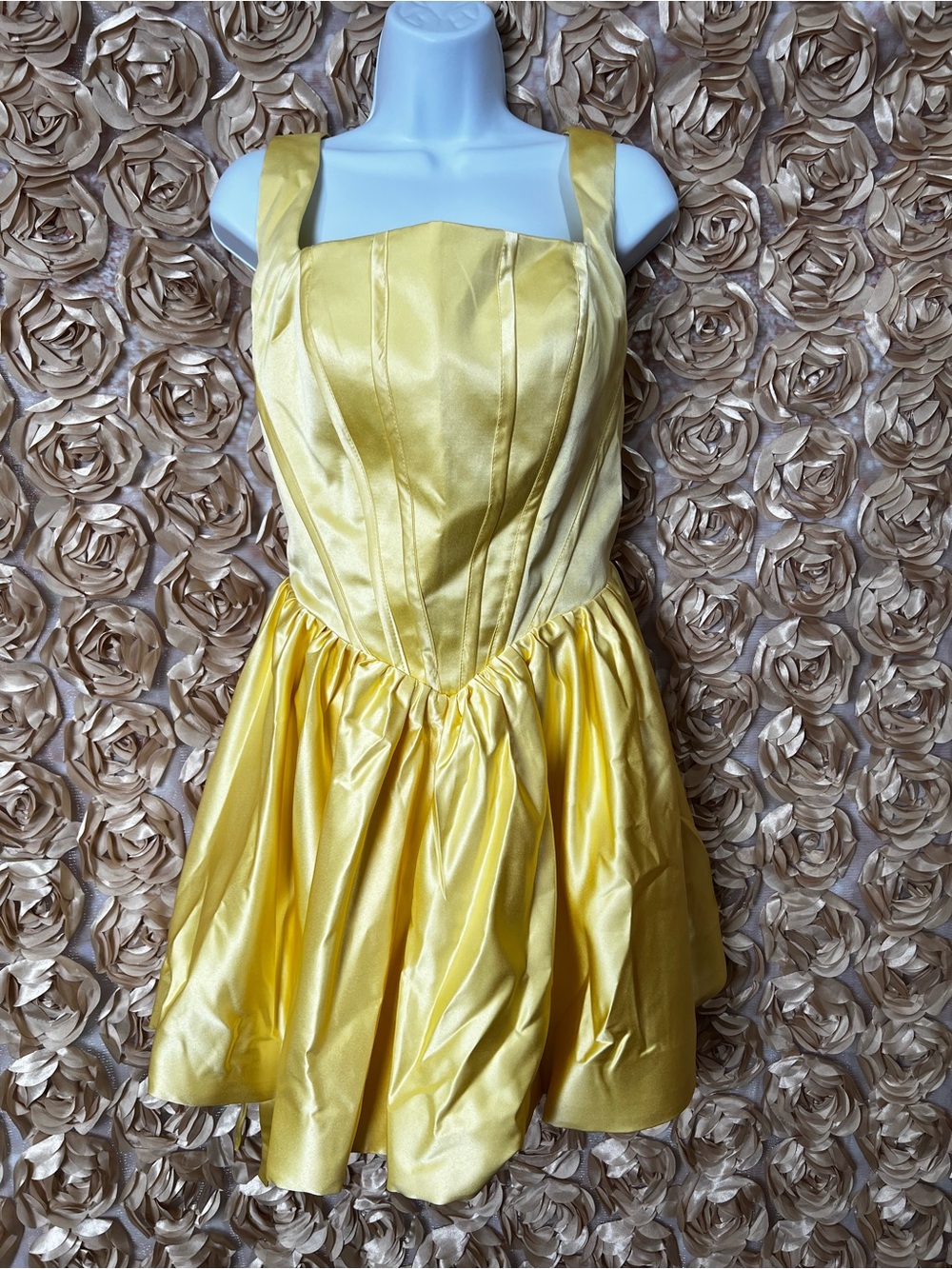 Yellow Satin Girls' Party Dress